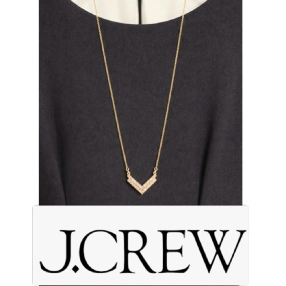 NWT [J.Crew] Chevron Arrow V-Shaped Pendant Chain Adjustable Gold Necklace - Picture 2 of 7